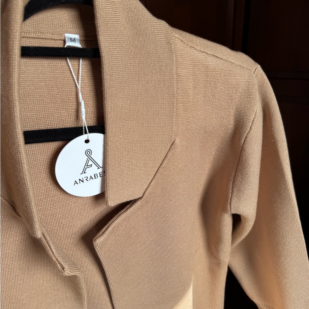 ANRABESS Women's Camel Knit Cardigan Sweater